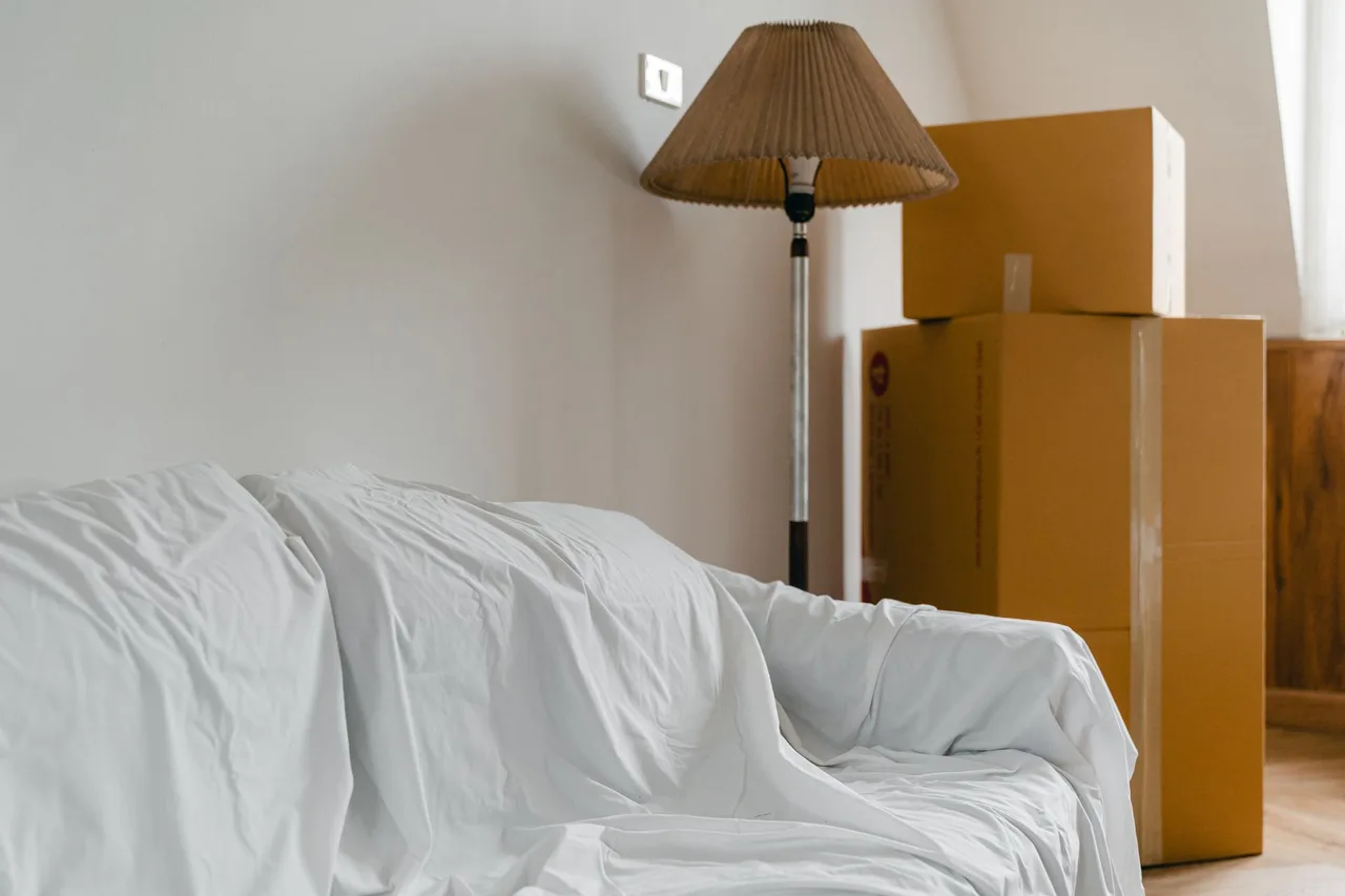 Furniture covered during a property move